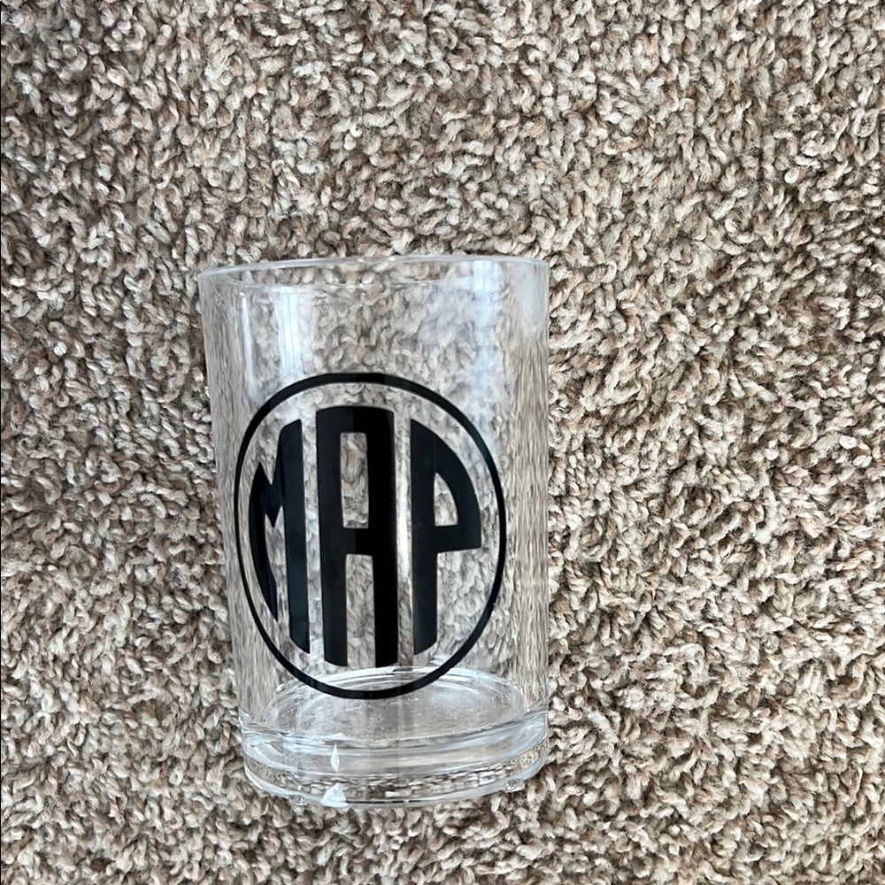 Clear plastic  with Black Monogram